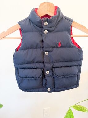 Ralph Lauren reversible Kids Navy Puffer Vest 18-24 Months
